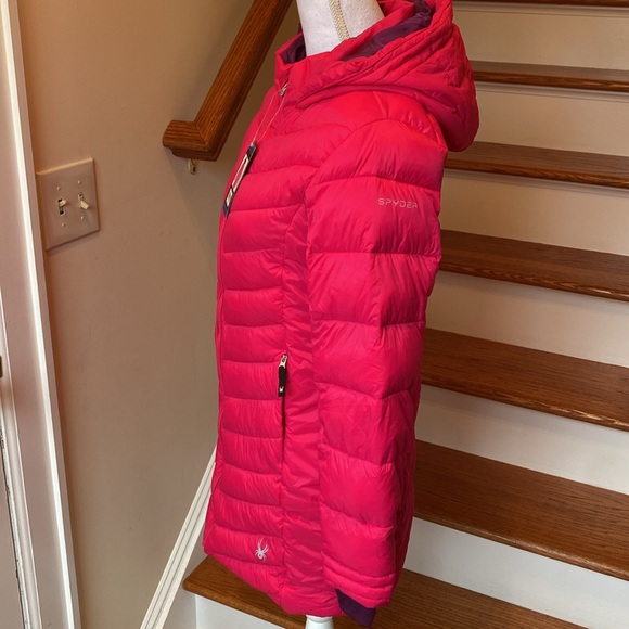 Spyder Hot Pink Purple Lined Girls Puffer Long Synthetic Down Jacket Lg 14/16 - Picture 2 of 15